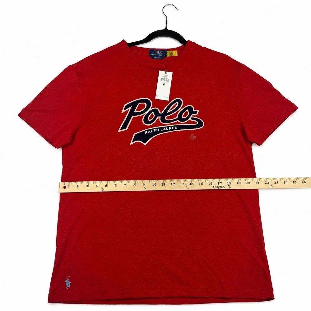 Polo Ralph Lauren Mens Red Script Logo Graphic T-Shirt Classic Fit M